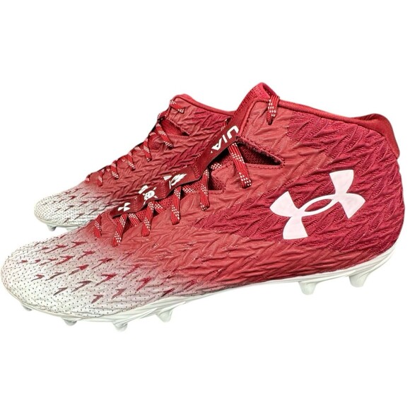 Under Armour Spotlight Clone 4 MC White Red Maroon Football Cleats Size 16 New - Picture 3 of 10